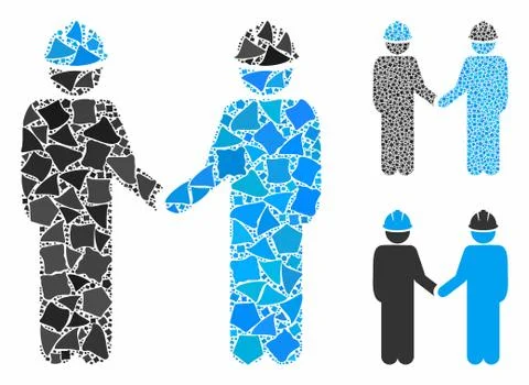Engineer persons handshake Mosaic Icon of Irregular Pieces Illustrazione stock