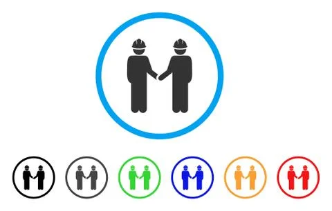 Engineer Persons Handshake Rounded Icon Stock Illustration