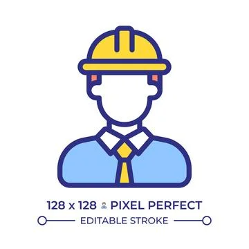 Engineer pixel perfect line color icon Stockillustratie