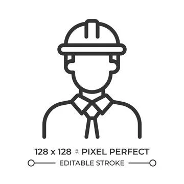 Engineer pixel perfect line icon Stock Illustration