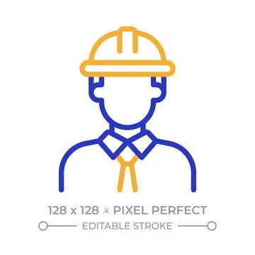 Engineer pixel perfect two color line icon Stockillustratie