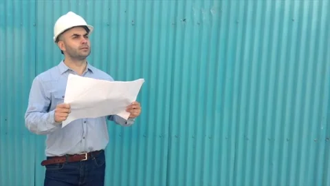 Engineer with plan Stock Footage 119993067