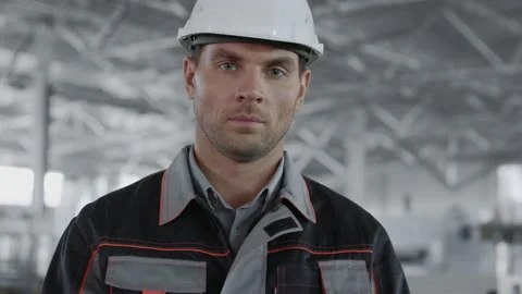 Engineer Plan of Manufacture Work. Caucasian Inspection People in Hard Hat or Sa Video stock 199475778