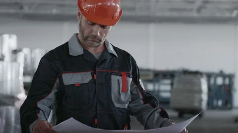 Engineer Plan of Manufacture Work or Transportation. Caucasian People in Hard Ha Video stock 199475978