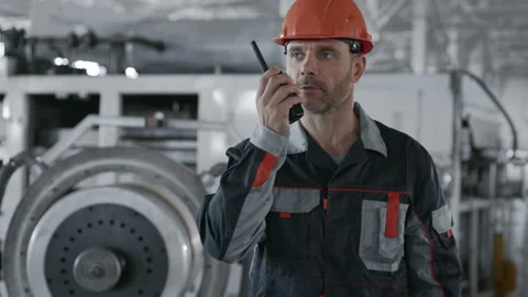 Engineer Planning Process of Work. Male Person in Hardhat or Protective Wear. Te Stock-Footage 199475955