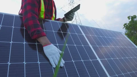 A engineer planning solar panel inspect. Stock Footage 217912058