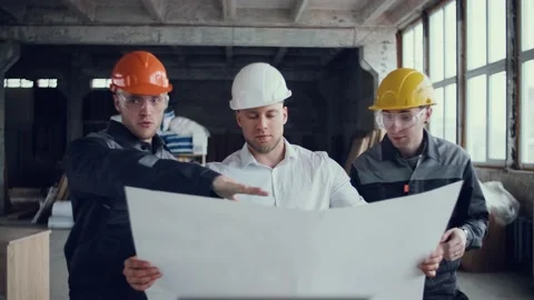 Engineer planning work builders. Design creative work. Building industry Stock Footage 131698111