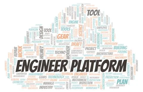 Engineer Platform typography word cloud create with the text only Stock Illustration