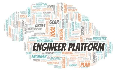 Engineer Platform typography word cloud create with the text only Stock Illustration