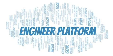 Engineer Platform typography word cloud create with the text only Stock Illustration