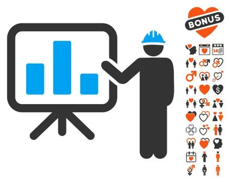 Engineer Pointing Chart Board Icon With Bonus Ilustración de archivo