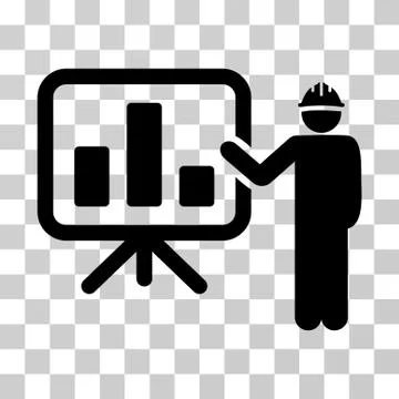 Engineer Pointing Chart Board Vector Icon Stock Illustration