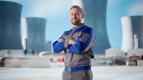 Engineer Portrait At Nuclear Energy Power Stock Footage 328391345