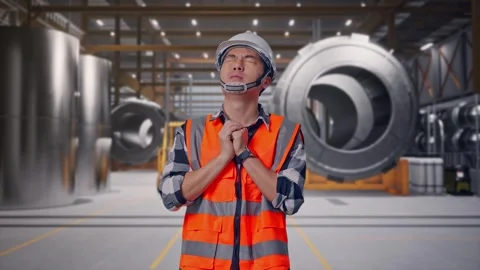 Engineer Pray For Something at Heavy Factory Stock Footage 340817003