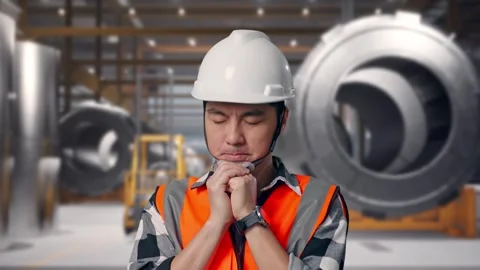 Engineer Pray For Something at Heavy Factory Stock Footage 340820524
