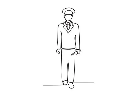An engineer preparing to drive a train Stock Illustration