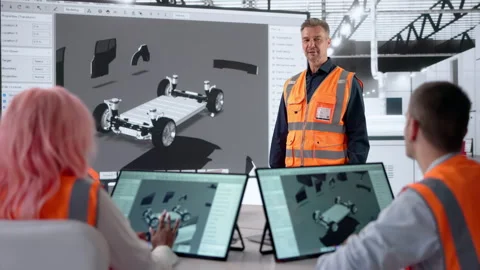 Engineer Presenting Car Designs To Team Stock Footage 333841823