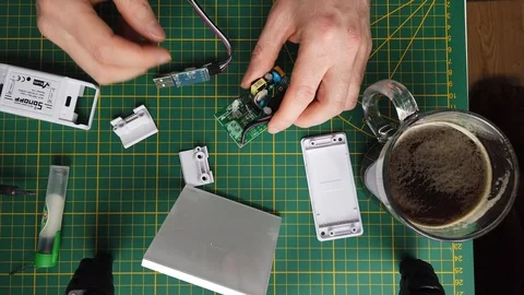 Engineer presents electronic equipment Stock Footage 122556287