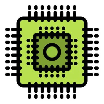 Engineer processor icon color outline vector Illustrazione stock