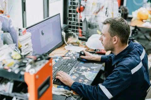 Engineer production part design process, Product designer, Digital computer.. Stock Photos