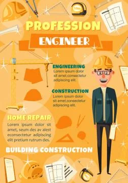 Engineer profession man. Vector occupation tools Stockillustratie