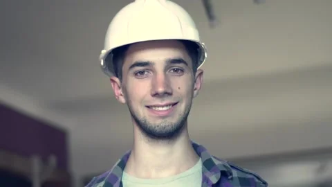 Engineer of Professional Heavy Industry. Portrait of Worker in Hard Hat Stock Footage 138747539