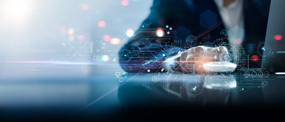 Engineer programmer using laptop analyzing software coding and development 스톡 사진