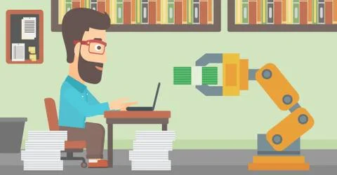 Engineer programming a robotic hand イラスト素材