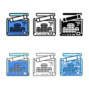 Engineer project blueprint color diversity icon vector Stock Illustration