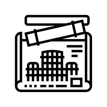 Engineer project blueprint line icon vector illustration Illustrazione stock