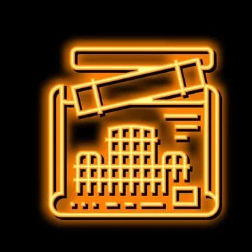 Engineer project blueprint neon glow icon illustration Illustrazione stock
