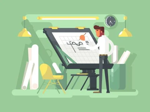 Engineer project draws Illustrazione stock