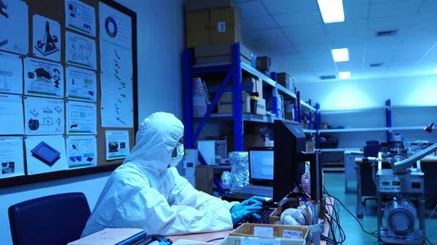 Engineer with protective clothing for work in laboratories  Stock Footage 115472308