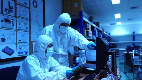 Engineer with protective clothing for work in laboratories  Stock Footage 115472320