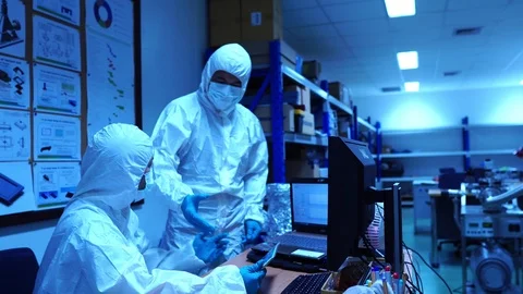 Engineer with protective clothing for work in laboratories  Stock Footage 115472389