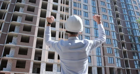 An engineer raises two hands up Stock Footage 144912004