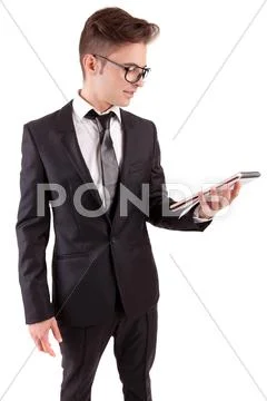 Engineer reading plan Stock Photos