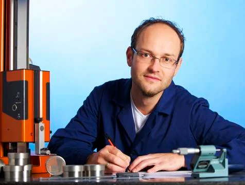 Engineer recording measurement data Stock Photos