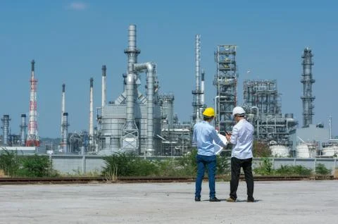 Engineer on refinery. Stock Photos