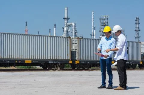 Engineer on refinery. Foto stock