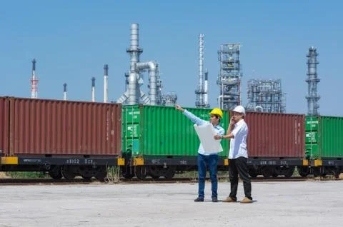 Engineer on refinery. Stock Photos