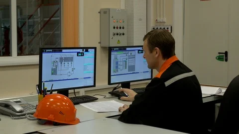 Engineer remote controls equipment Stock-Footage 86494924