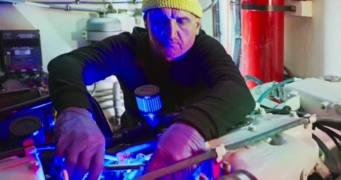 Engineer Repairing Machinery in Engine Room 스톡 동영상 323742073