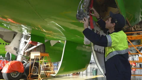 Engineer repairs passenger liner. 4k Stock Footage 95652676