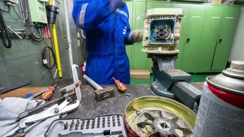 Engineer Replace Electric Motor Bearings Slider Timelapse Stock Footage 221727199