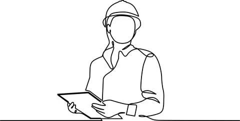 Engineer reviewing digital plans Vector Stock Illustration