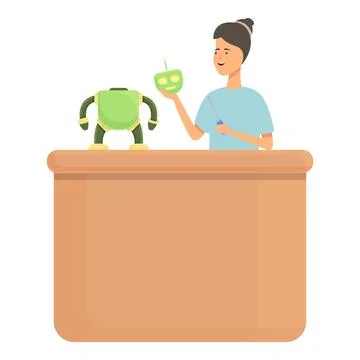 Engineer robot care icon cartoon vector. Kid education Stock Illustration