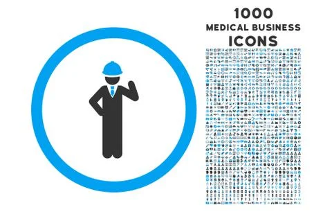Engineer Rounded Icon with 1000 Bonus Icons Stock Illustration
