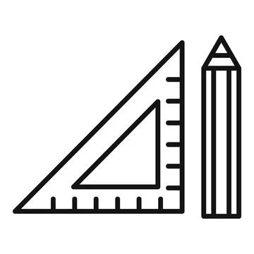 Engineer ruler pen icon, outline style Illustrazione stock