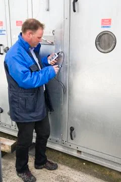 Engineer running tests Stock Photos